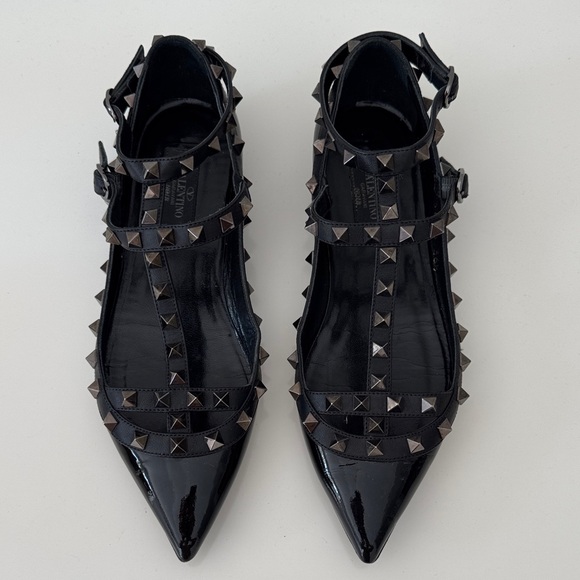 Authentic Valentino Garavani Noir Studded Women's Flats Size 6.5 - Picture 1 of 14
